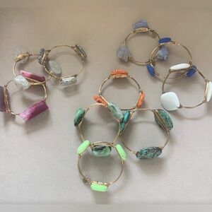 10 Colorful Stone Bracelets Set | 3 inch opening
